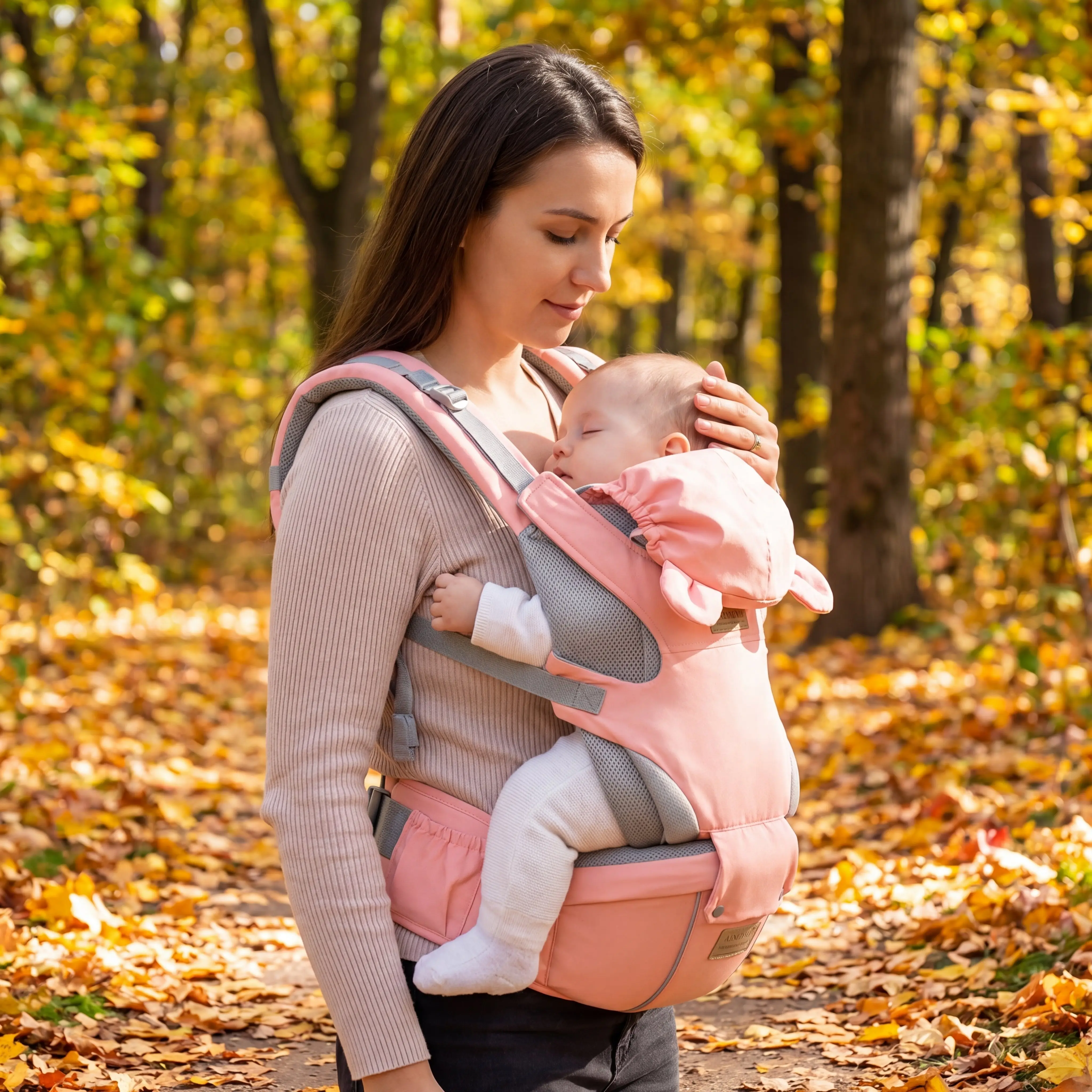 Baby Carrier Newborn to Toddler (0–36 Months, 7–36 lbs) – Infant Carrier with Hip Seat & Wrap | Mesh Front -Facing Backpack for Mom & Dad | Shower Gift/For Moms Under 70kg (150lbs) multifunctional lumbar support fit ergonomic mother day wesring