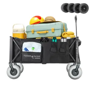 550LBS Extra Large Collapsible Wagon Cart, 310L Capacity with All-Terrain Wheels, Heavy Duty Beach Wagon with Big Wheels for Sand, Foldable Utility Cart for Garden, Fishing, Groceries, Sports