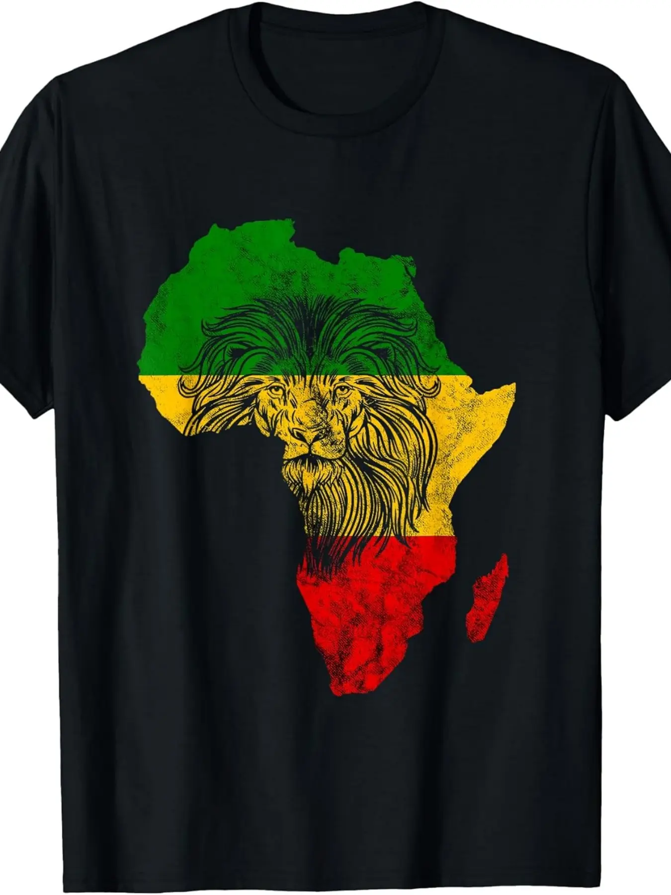 Cool Rasta Reggae Music Rasta Reggae Africa Map Lion Rastafari Roots Reggaeton T-Shirt.Jpg Same Style for Men And Women  Summer Short-Sleeved Printed T-Shirt Pure 220G