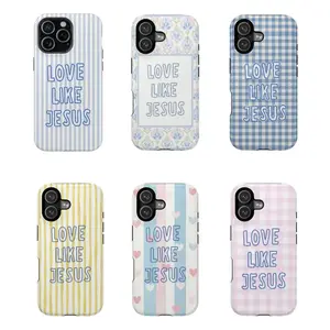 Compatible With iPhone 17 ProMax Love Like Jesus Christian Collection Phone Case - Blue Stripe & Bible Verse Aesthetic for iPhone  Cover for IPhone 17 16 15 14 13 12 Max Pro