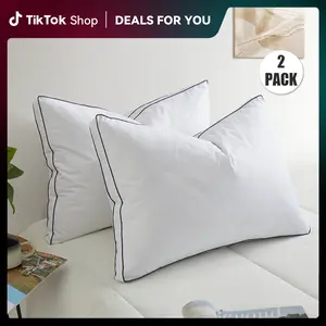 PEACE NEST 2 Pack Goose Down  Feather Pillows for Side  Back Sleepers Hotel Quality Cotton Cover Soft Pillows