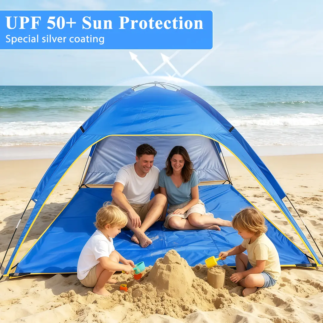 YUANYEE Large Foldable Canopy, Lightweight Cabana Style Outdoor Shade Shelter for 3-4 Person with Fiberglass Frame, UPF 50+ & Removable Floor, Outdoor Shade Canopy, Shade Canopy Shelter