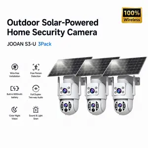 3-Pack JOOAN 2K Solar Security  Outdoor Wireless, WiFi Battery Surveillance  with 330° Pan 90° Tilt, Auto Tracking, Night Vision & Person Detection outdoorfun cameras