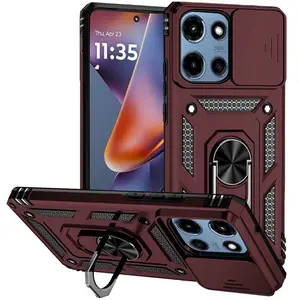 For Moto G 2025/2026/G Play 2026 Case Ring Stand with Lens Cover +Tempered Glass