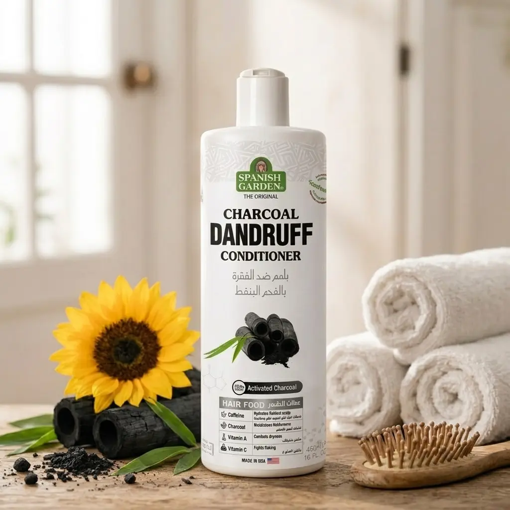 Spanish Garden Activated Charcoal Dandruff Conditioner - Single, Lightweight Clarifying Haircare, Sulfate-Free for Flake-Prone Scalp, Anti-Itch, Controls Oil & Buildup, Restores Moisture, 16 fl oz