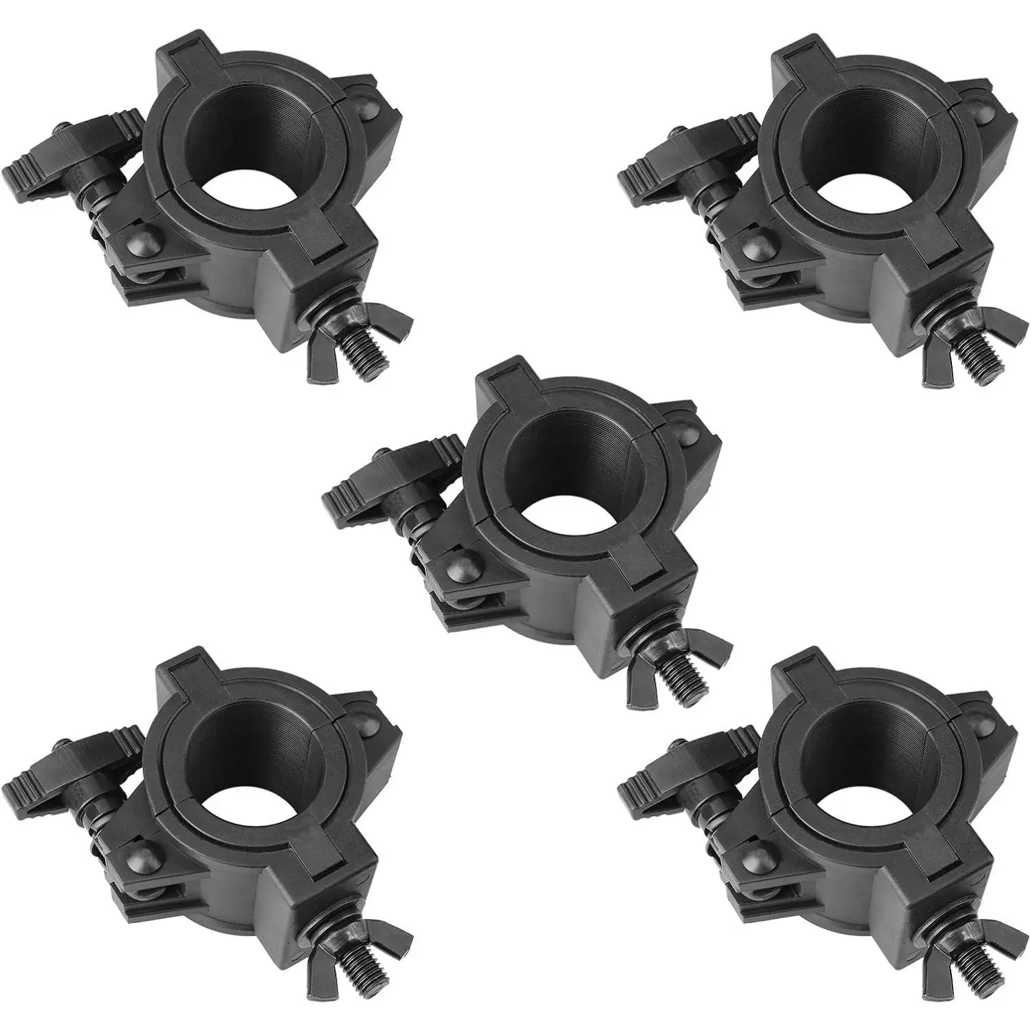 5 Pack 33lb Stage Light Clamps for DJ Par Light Plastic O Clamp Fit 1" 1-1/2" 2" OD Pipe