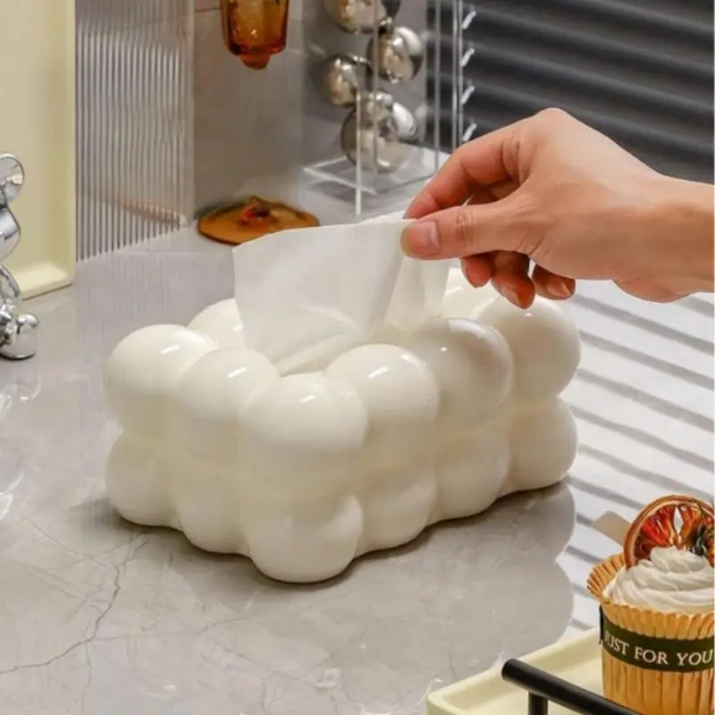 Creative Cute Cloud Shaped Tissue Box, 1 Count Cartoon Plastic Tissue Box, Tissue Box, Desktop Tissue Box for Home Living Room Bedroom Decor, Kitchen Accessories, Bathroom Decor Supplies, Bathroom Accessory, Tissue Holder