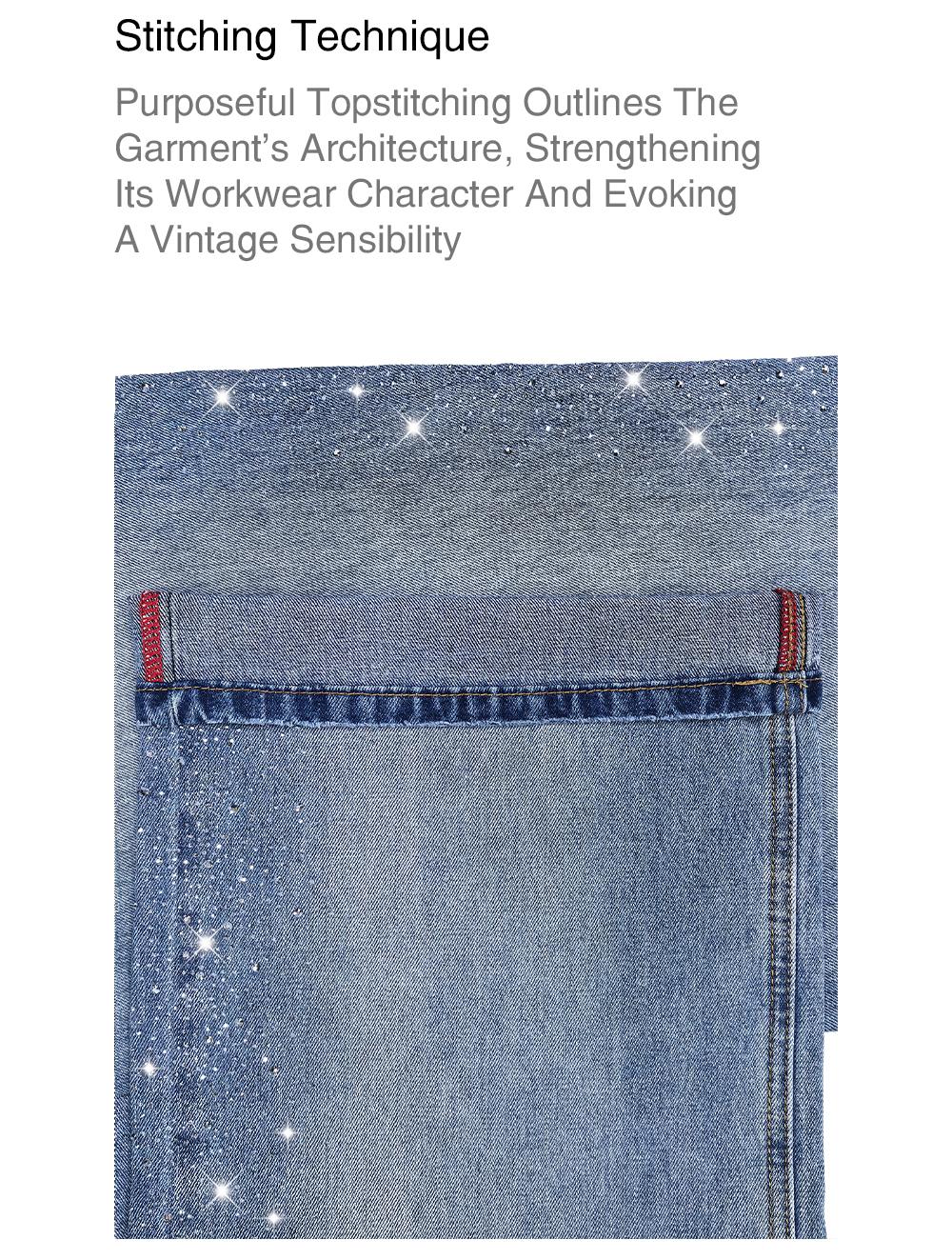 Lux Lee Spring Rhinestone Baggy Straight Jeans - High-Waisted, Slimming & All-Match, Distressed & Washed Denim, Sparkling Side Rhinestones, Loose Fit, Casual Streetwear, All-Match Trendy Y2K Pants for Women