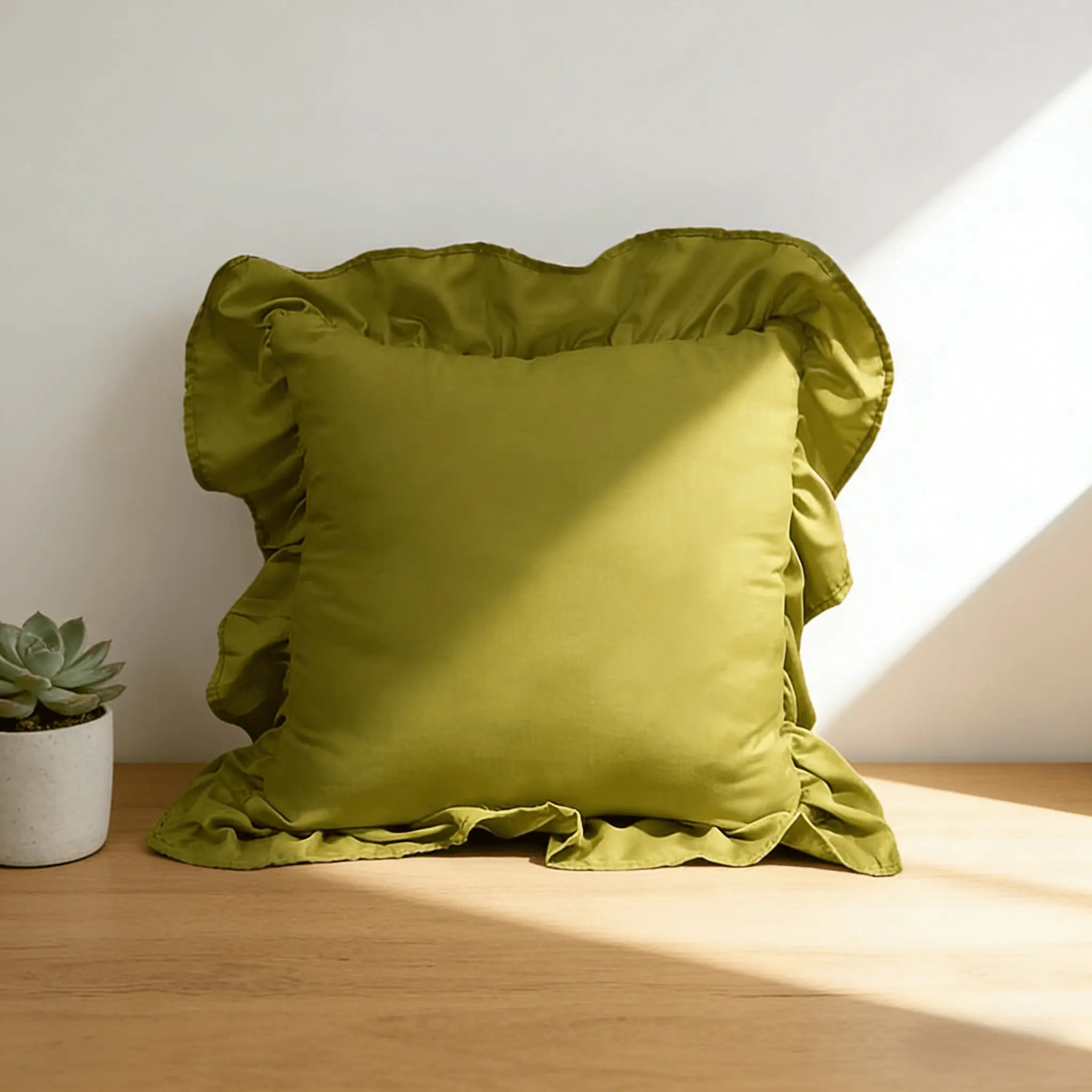 New Pure Color Ruffled Pillow, 18x18 Inch Cushion for Sofa and Bed, Holiday Decoration Suitable for Living Room and Bedroom