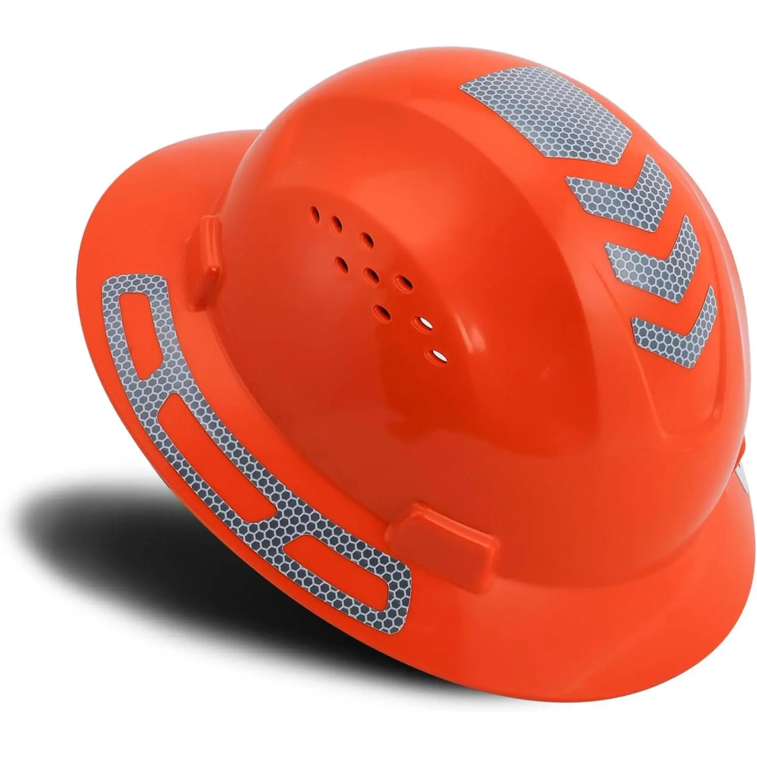 Full Brim Safety Hard Hat, Vented Construction Hard Hat with Adjustable Fit, Lightweight Industrial Hard Hat for Men & Women, Hi-Viz Reflective Work Hat