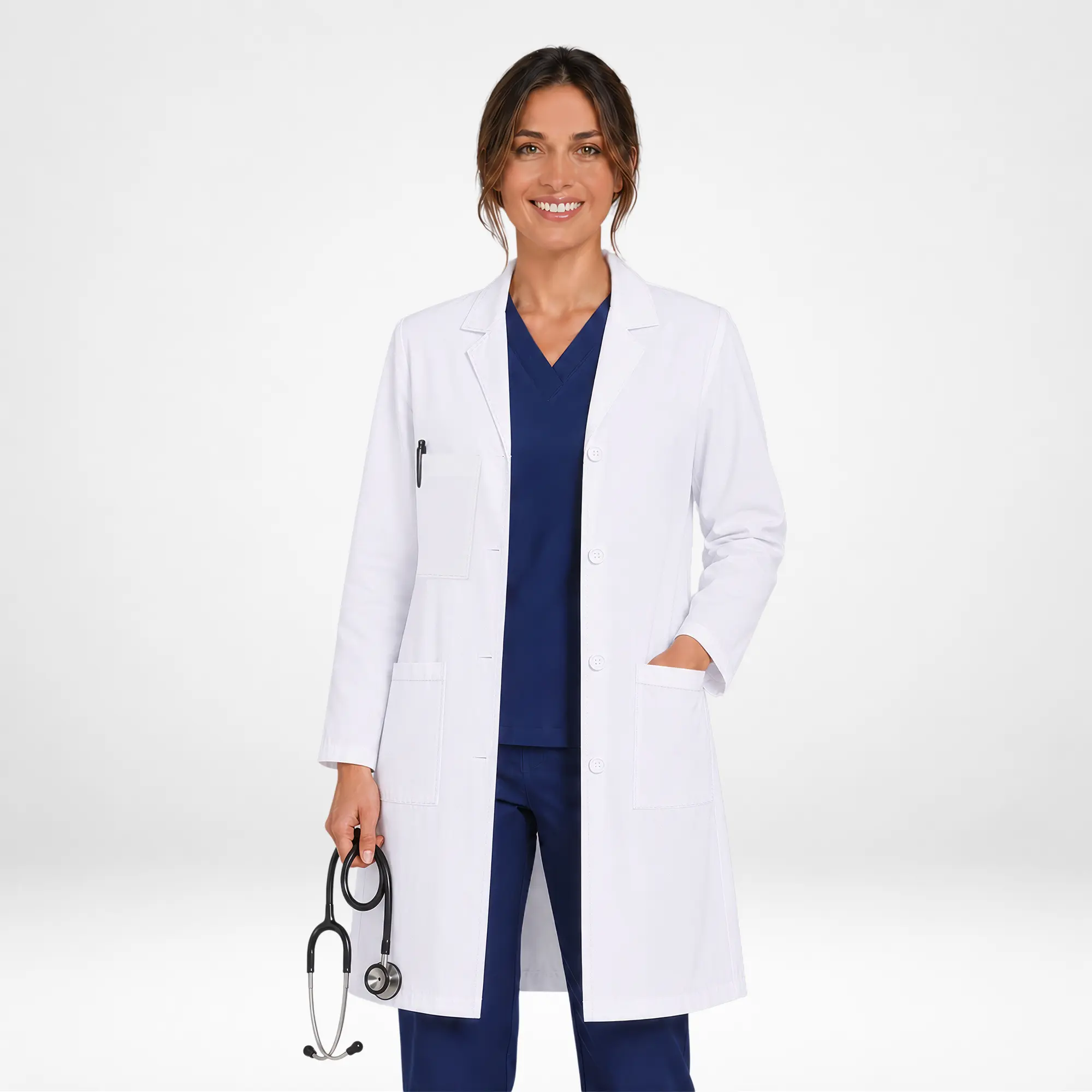 NY Threads Women's Formal 31-in Long Sleeve Polyester Blend Lab Coat Uniform - Career Wear with Pockets, Side Slits, Stain Resistant, Machine Washable, All Season Workwear for Medical, Chemistry Classes, Nursing School