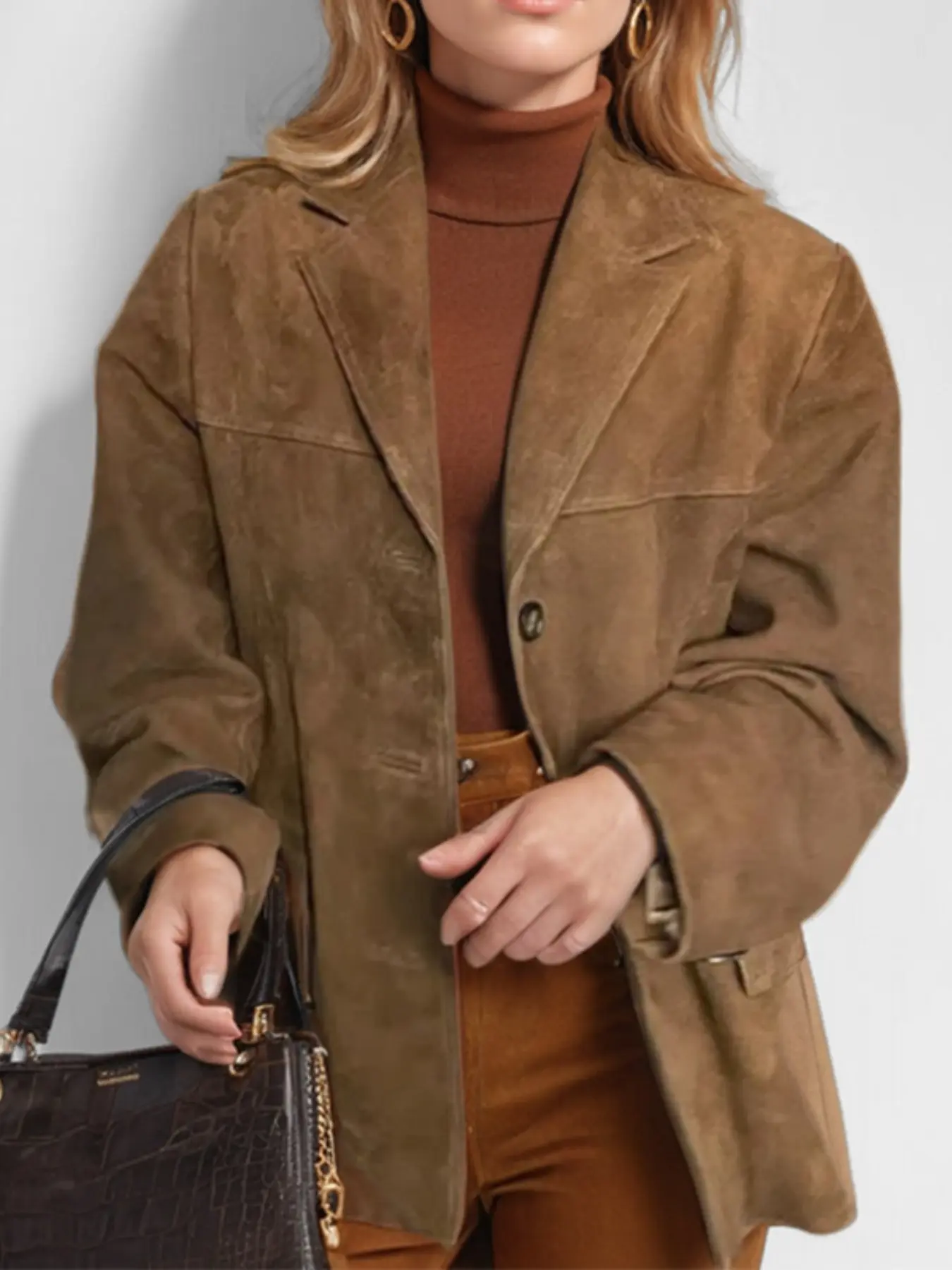 Women's Vintage Loose Fit Long Sleeve Blazer Jacket with Pockets, Casual Fashion Outerwear for Various Occasions