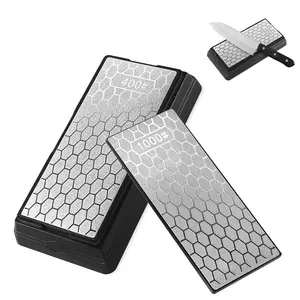 Double-sided Diamond Sharpening Stone 400/1000Grit - Honeycomb Surface Knife Sharpener with Non-slip Base - for Knives, Scissors, Outdoor & Kitchen Tools