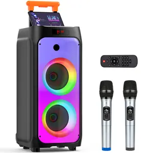 T8 JYX Karaoke Machine with 2 Wireless Microphones for Adults