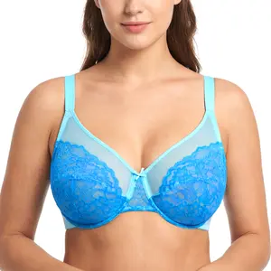 HSIA Enchante Floral Lace Underwire Unlined Unpadded Non-Padded Minimizer Plus Size Full Coverage Bra