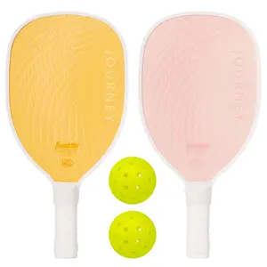 2 Player Wood Journey Pickleball Paddle and Ball Set - Yellow/Pink