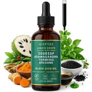 Soursop Bitters 10-in-1 Herbal Liquid Drops with Nori, Moringa, Turmeric, Black Seed Oil, Oregano, and Ashwagandha — a blend of natural extracts for overall wellness. Vegan, Non-GMO, 2 fl. oz.