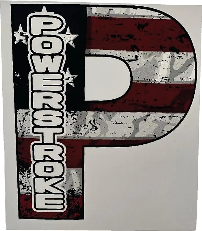 Powerstroke P American Flag Full Color Decal Sticker Diesel Truck 7.3 6.7 3.0 Stacks USA