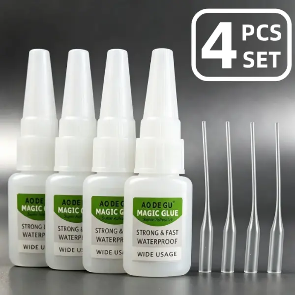 4PCS Fast-Setting CA Glue - Universal Quick Dry Adhesive, Multi Purpose Solution for Projects and Repairs, Glue and Seal Tool rubber