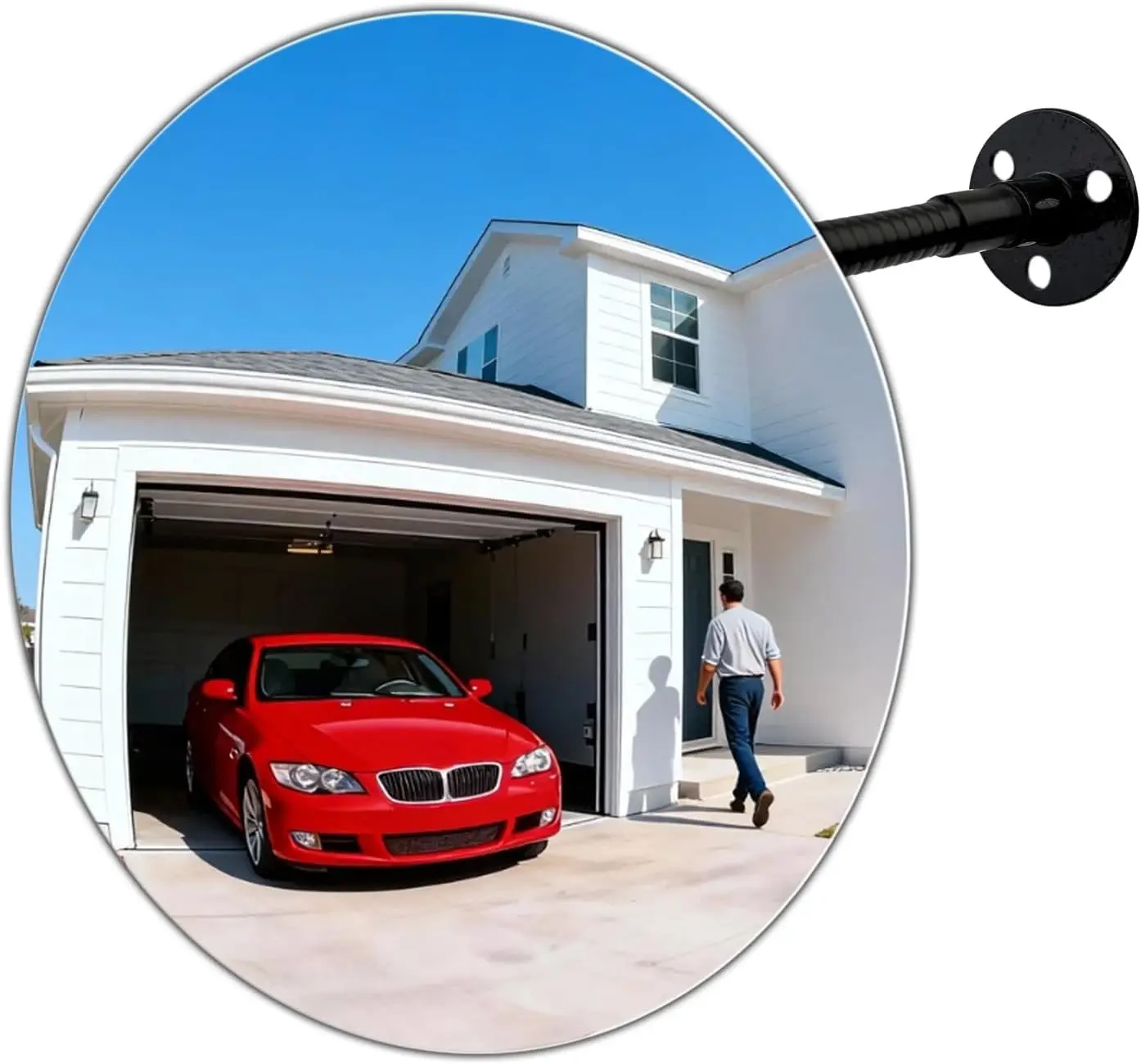 15.6in acrylic convex mirror 180° adjustable wide-angle indoor security mirror for monitoring blind spots in parking lots garages warehouses offices and traffic safety management