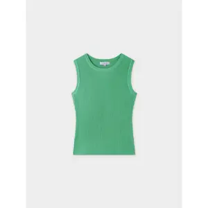 Sleeveless Ribbed Crew-Kelly Green