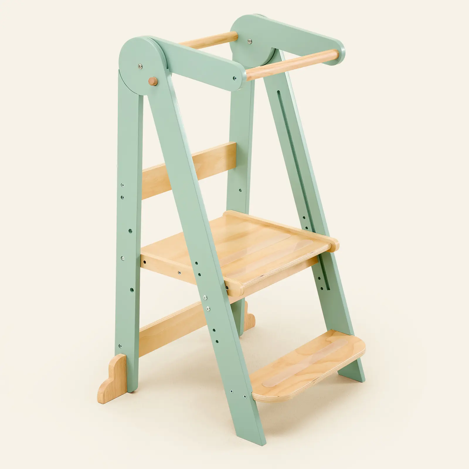 HARPPA Foldable Toddler Tower - Portable, Adjustable Montessori-Inspired Wooden Standing Tower for 2-6 Yrs, Convertible for Kitchen & Bathroom