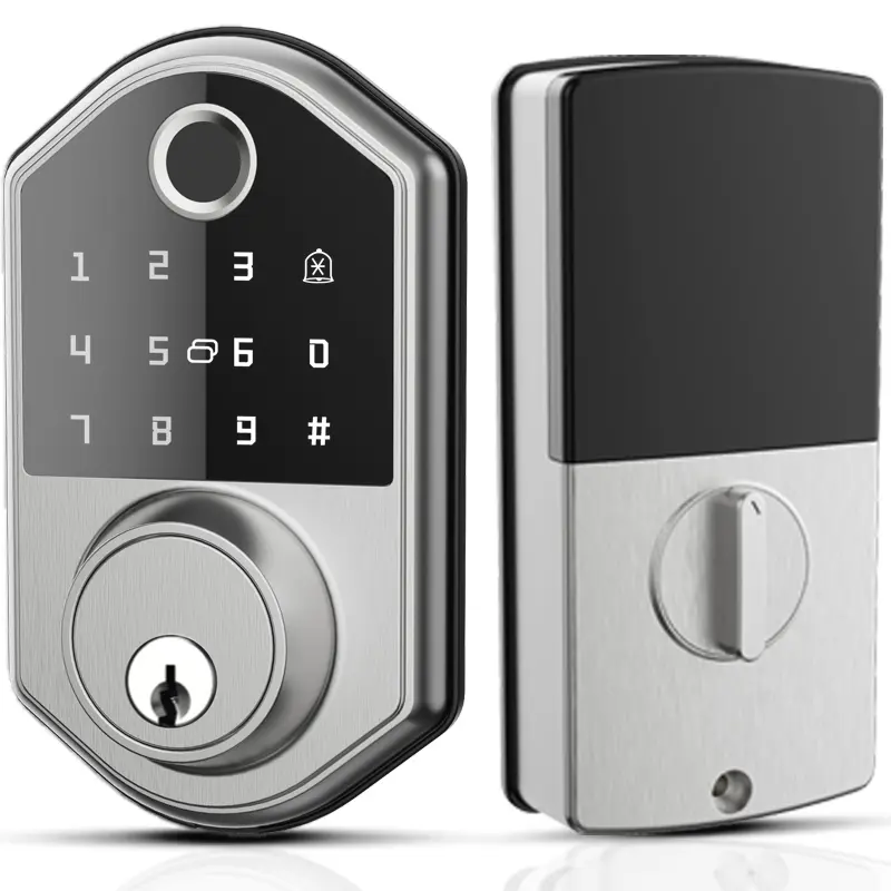 Touchscreen Biometric Fingerprint Smart Door Lock, LED Keypad Smart Door Lock, Keyless Entry, Fully Automatic Lock, Biometric Authentication, Card and Wristband Unlocking, Privacy-Protected Password, Easy to Install