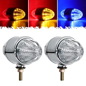 Partsam 3.5" Double Face Amber/Red/Blue LEDs Watermelon Lights for Semi Truck, 12V-24V, Waterproof, Easy Installation