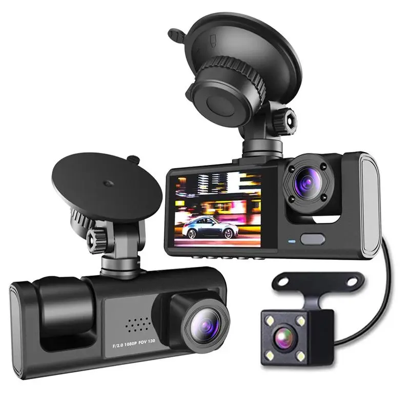 3 Camera Dash Cam Front Rear Interior 1080P Night Vision WiFi App