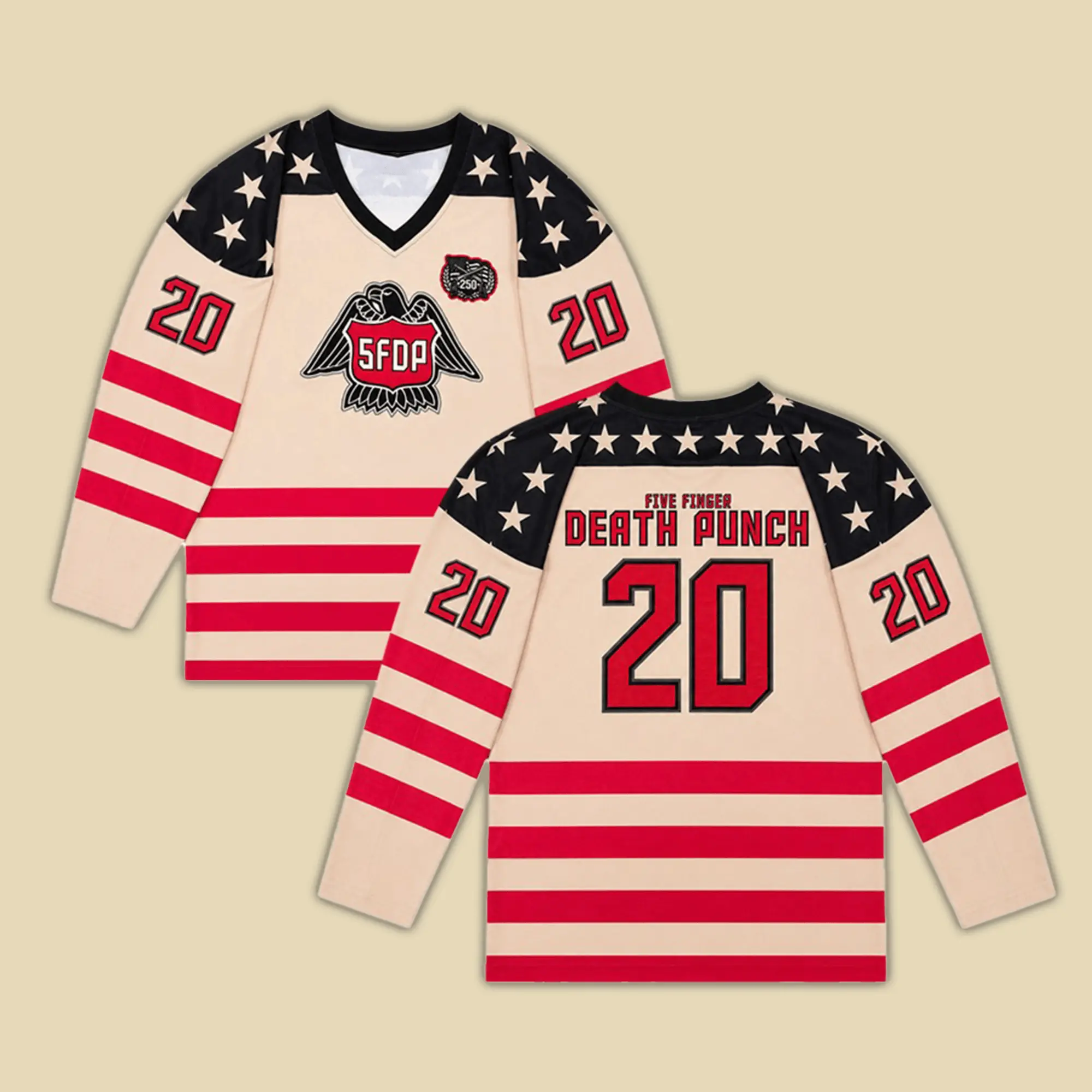 Five Finger Death Punch Merch 20th Anniversary Hockey Jersey FFDP Outfits Him Gifts - Hockey Jersey Shi HG
