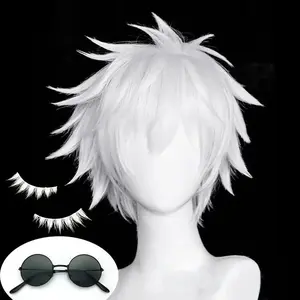 Anime Gojo Satoru Cosplay Wigs Cosplay White Gojo Satoru Wig Heat Resistant Synthetic Hair Party Wigs