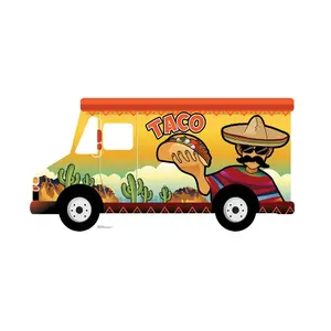 212 MAIN Single-Sided Taco Truck Cardboard Cutout - Advanced Graphics Face-in-Window Standing Display, 74x37 in, for Home Decor, Supplies