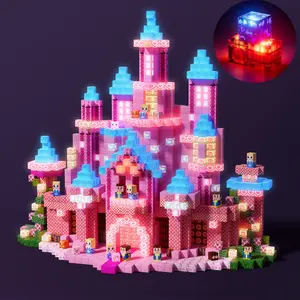 Light Up Magnetic Blocks-200/150/100PCS Magnetic Building Blocks Set,Illuminated Blocks，Pink Princess Castle with LED Lights, Light Up Magnet Cubes, STEM Montessori Chirldren Sensory Toys for Kids Boys Girls Ages 4-8 Christmas Birthday Gifts Multifunction