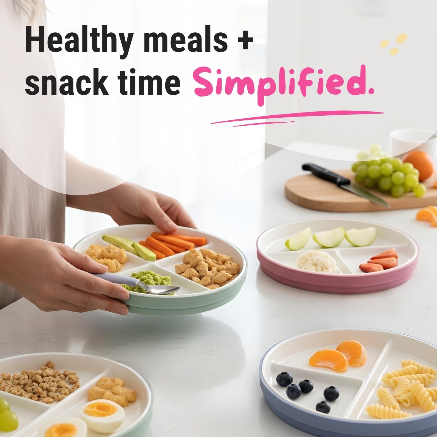 Elk and Friends Kids Porcelain White Divided Plates for Babies Toddlers Microwave Dishwasher Safe Non Slip Dinnerware Snack Dishes Elk and Friends Kids Porcelain White Divided Plates for Babies Toddlers Microwave Dishwasher Safe Non Slip Dinnerware Snack Dishes