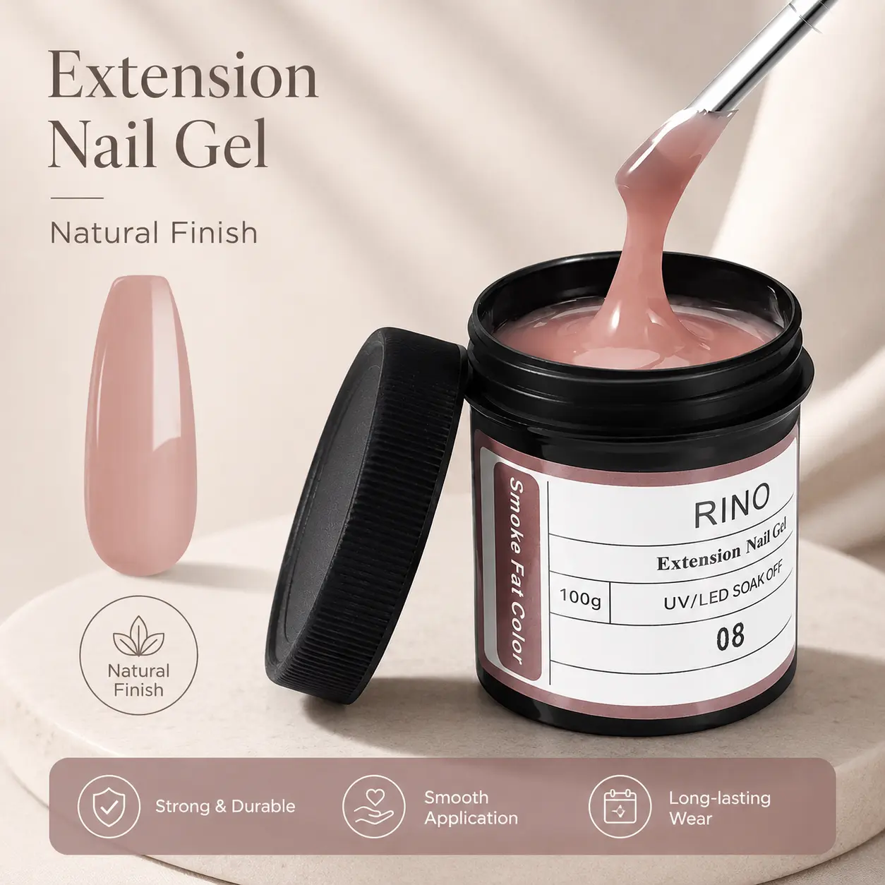 100g UV LED Extension Nail Gel, Soak Off Builder Gel for Nail Extension, Clear White Pink Nude Gel for DIY Salon Nail Art