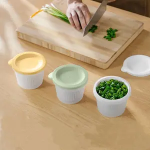 4 Pack Onion Storage Containers Odor-Free  Double Layer Bowl for Refrigerator Organizer Ingredients Divided Ginger Garlic