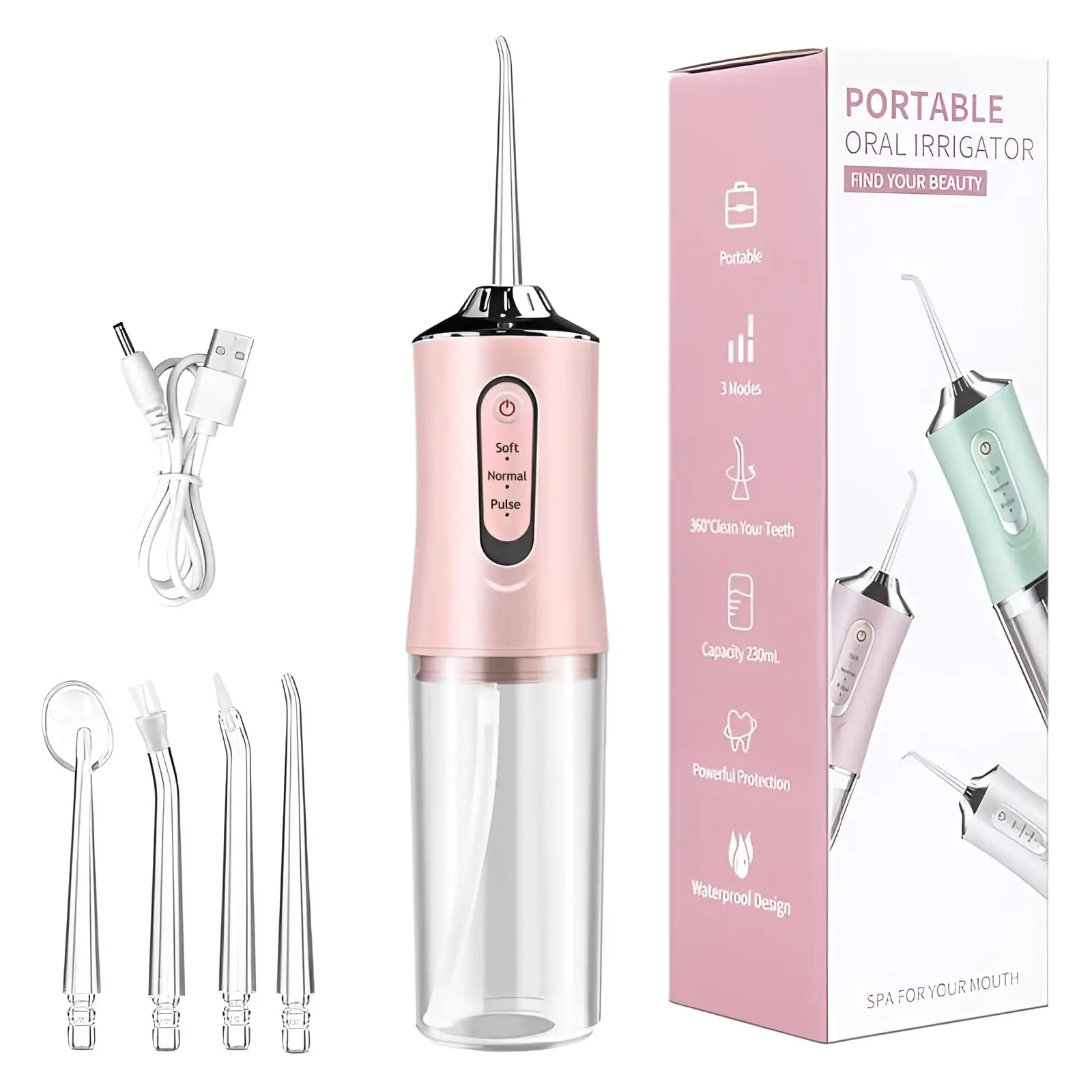 Electric Water Flosser Oral Irrigator, Portable Dental Care Device, Effective Plaque Removal, Easy to Use, Ideal for Home & Travel
