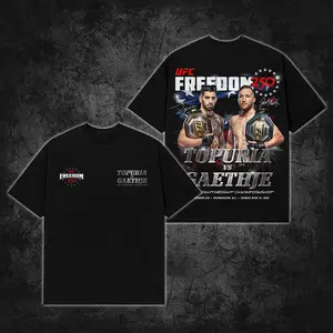 [UFC Freedom 250] Ilia Topuria vs Justin Gaethje Premium Cotton T-Shirt, Made in USA, Oversized T-Shirt – 250th Anniversary of America Commemorative Gift, Streetwear Combat Sports Tee, Gift for fan MMA, UFC Inspired T-Shirt.