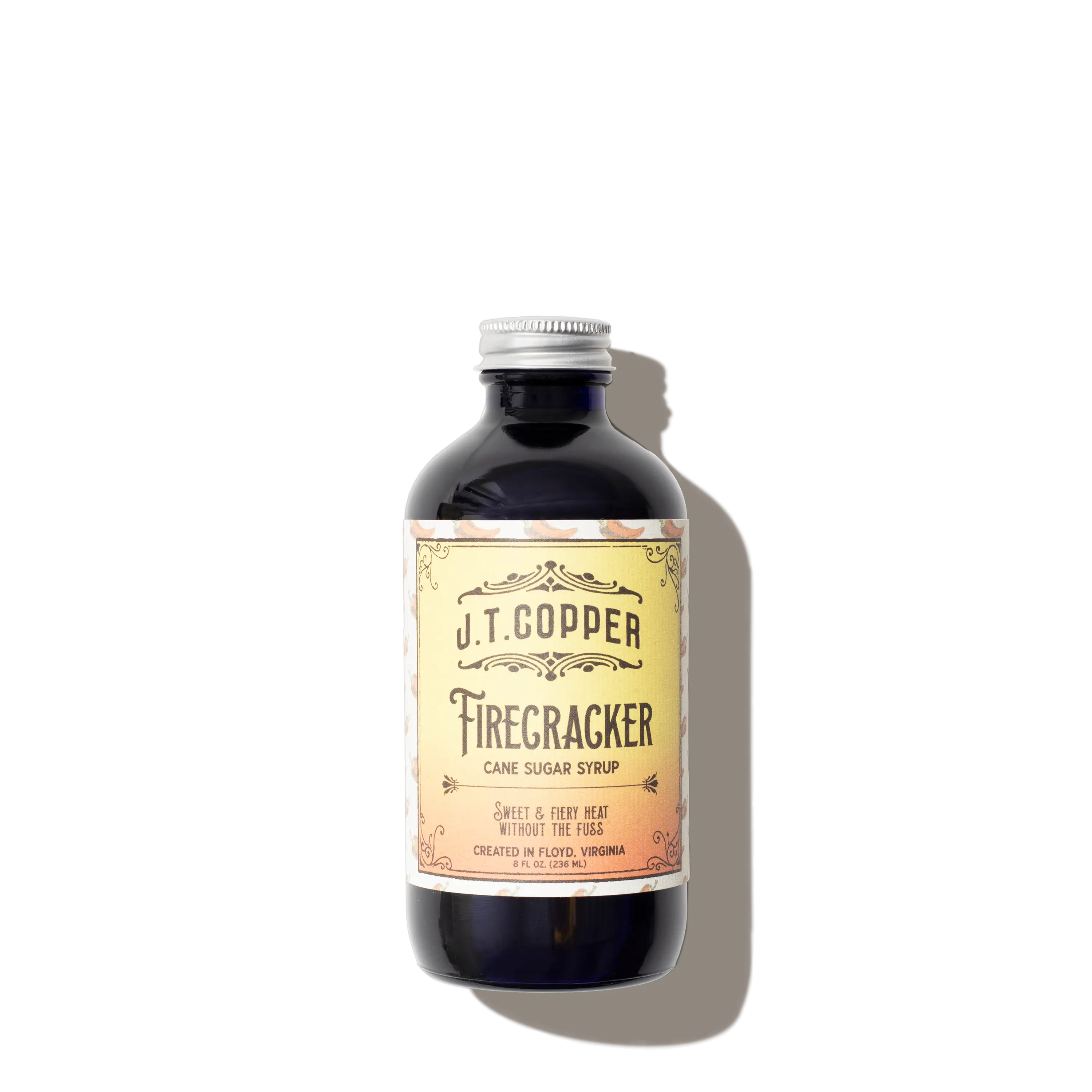 J.T. Copper Firecracker Cane Sugar Syrup - Organic Ghost Pepper & Sea Salt - Vegan Gluten-Free - Sweet & Spicy Flavor - Perfect for Hot Chocolate & Cocktails