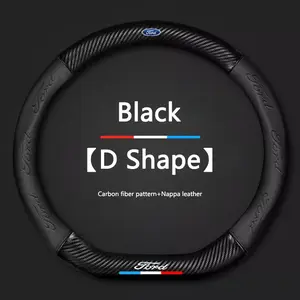 Leather Car Anti-Slip Steering Wheel Cover, Compatible with Ford Focus Mk2 Mk3, Fiesta, Fusion, Ranger, Mondeo, S-Max, Kuga
