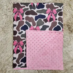 Pink bow camo printed blankets baby girl blanket