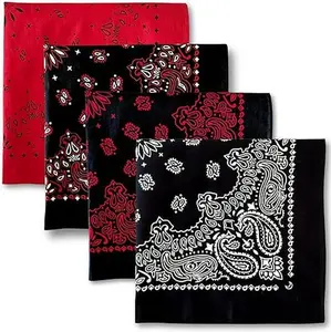Premium Soft Cotton Bandanas Pack for Men and Women Paisley 22 x 22 inches