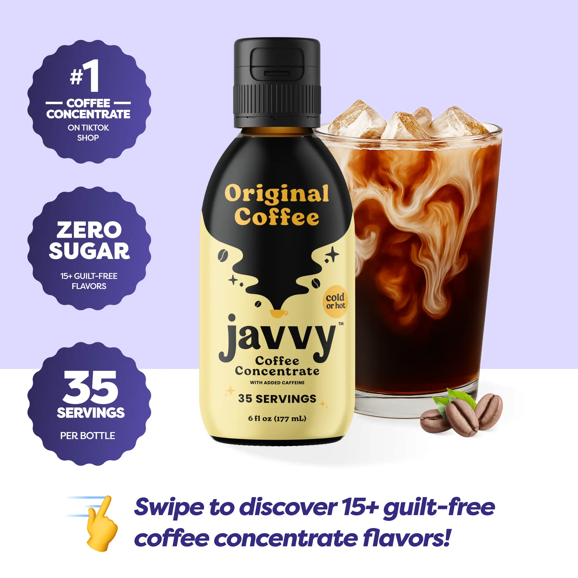 Javvy Coffee Concentrate - 35 Servings of Cold Brew Coffee, Perfect for Instant Iced Coffee Beverage Healthy Flavor Javvy Coffee Concentrate - 35 Servings of Cold Brew Coffee, Perfect for Instant Iced Coffee Beverage Healthy Flavor