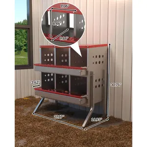 Chicken Nest Box 6-Compartment, Hens Laying Nest with Metal Legs & Ventilation Holes, Wall Mounted Egg Collection Inclined