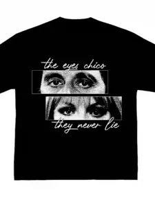 "The Eyes Never Lie" Double Eye Graphic Oversized T-Shirt | Unisex Streetwear Loose Fit Tee | Casual Retro Print Top for Daily Wear, Street Fashion, Weekend Hangouts & Movie Lover Gifts, Ideal for Film Fans & Trendsetters
