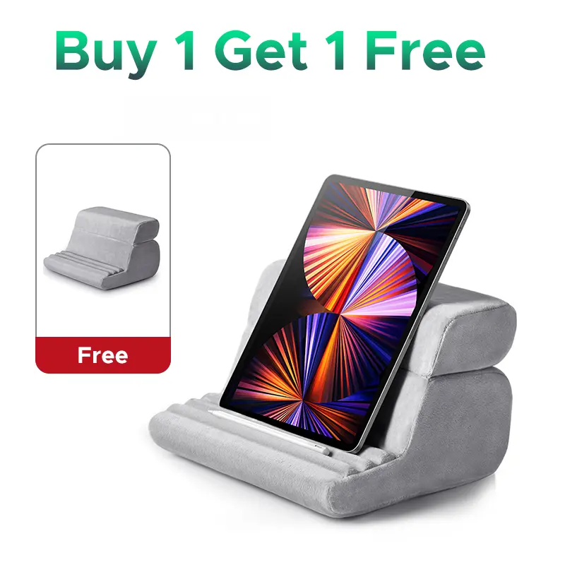 (Buy 1 Get 1 Free) UGREEN Tablet Pillow Stand for Lap Soft Holder Bed with 3 Viewing Angles Adjustable Home Office Accessories Compatible with iPad Pro 13 12 11 10.5 Air Mini 5 4 3 2 Phone 17 16 15 14 E-Reader Grey，TikTokShopHolidayHaul summerwins