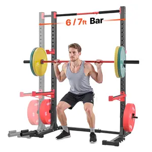 Summervibes VEVOR Power Cage Rack, Multifunctional Squat Rack for Home Gym, Width-Adjustable Workout Strength Training Equipment with 6 Band Pegs, Landmine Attachment Safety Bars for Bench Press Squats Pull-Up