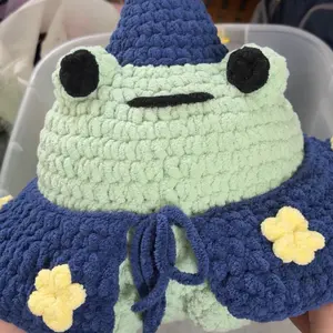Crochet Frog Wizard Jumbo Plushie Stuffed Animal Handmade Amigurumi
