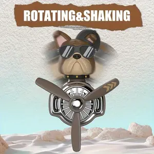 3D Rotating Airplane Pilot Bear Car Air Fresheners Accessories Interior Decorations Fan Vent Clips Perfume Fragrance Diffuser Aroma (shaking Bear and Poodle Flyer) Car Air Freshener Outlet Decoration