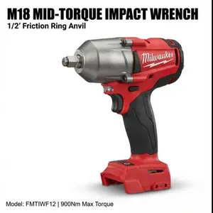 Milwaukee M18 REDLITHIUM Cordless Impact Wrench Complete Set, 1/2 Inch High Power Impact Gun With 6.0Ah Battery Pack And Full Charger For Mechanic & Construction Use maintenance